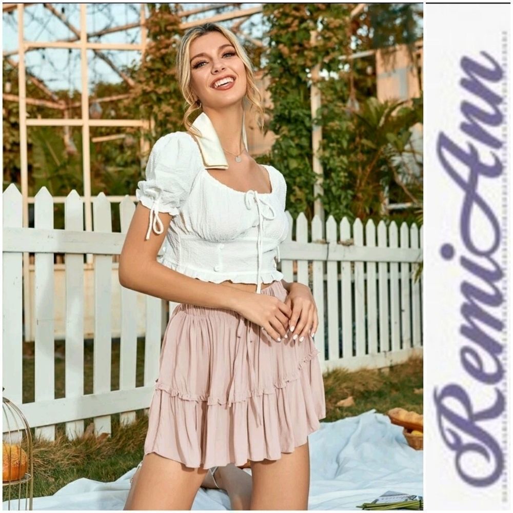 Tie Front Ruffle Hem Skirt
